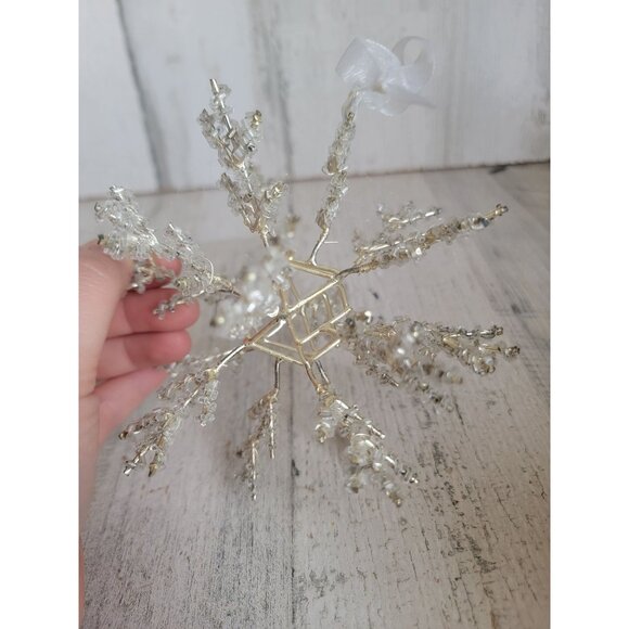 Vintage unique Snowflake beaded ornament Xmas - Picture 4 of 7